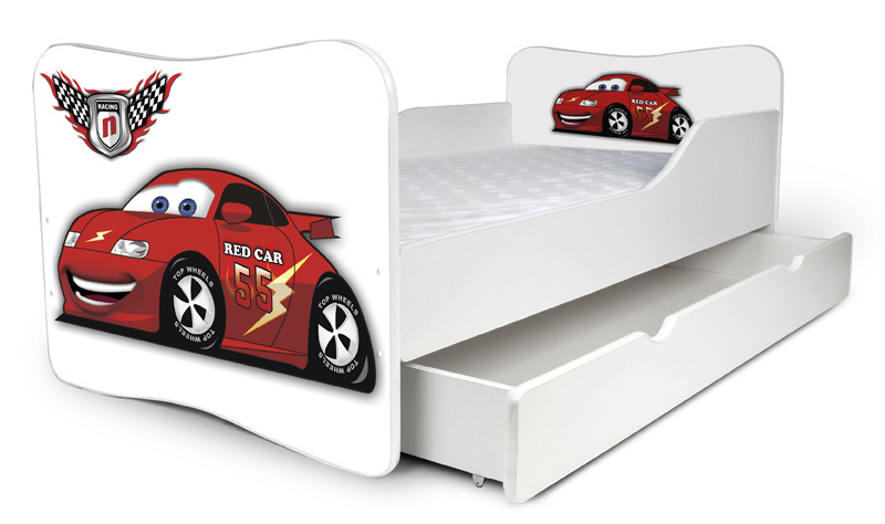 Red Car Bed with long drawer